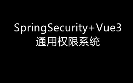 SpringSecurity+Vue3通用权限系统视频教程
